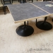 Grey Granite Office Table w/ Blonde Trim & Black Base